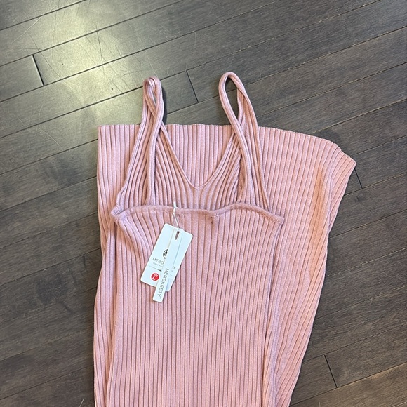 Merokeety Pink Bodycon Ribbed Maxi Dress Women’s L - Picture 8 of 9